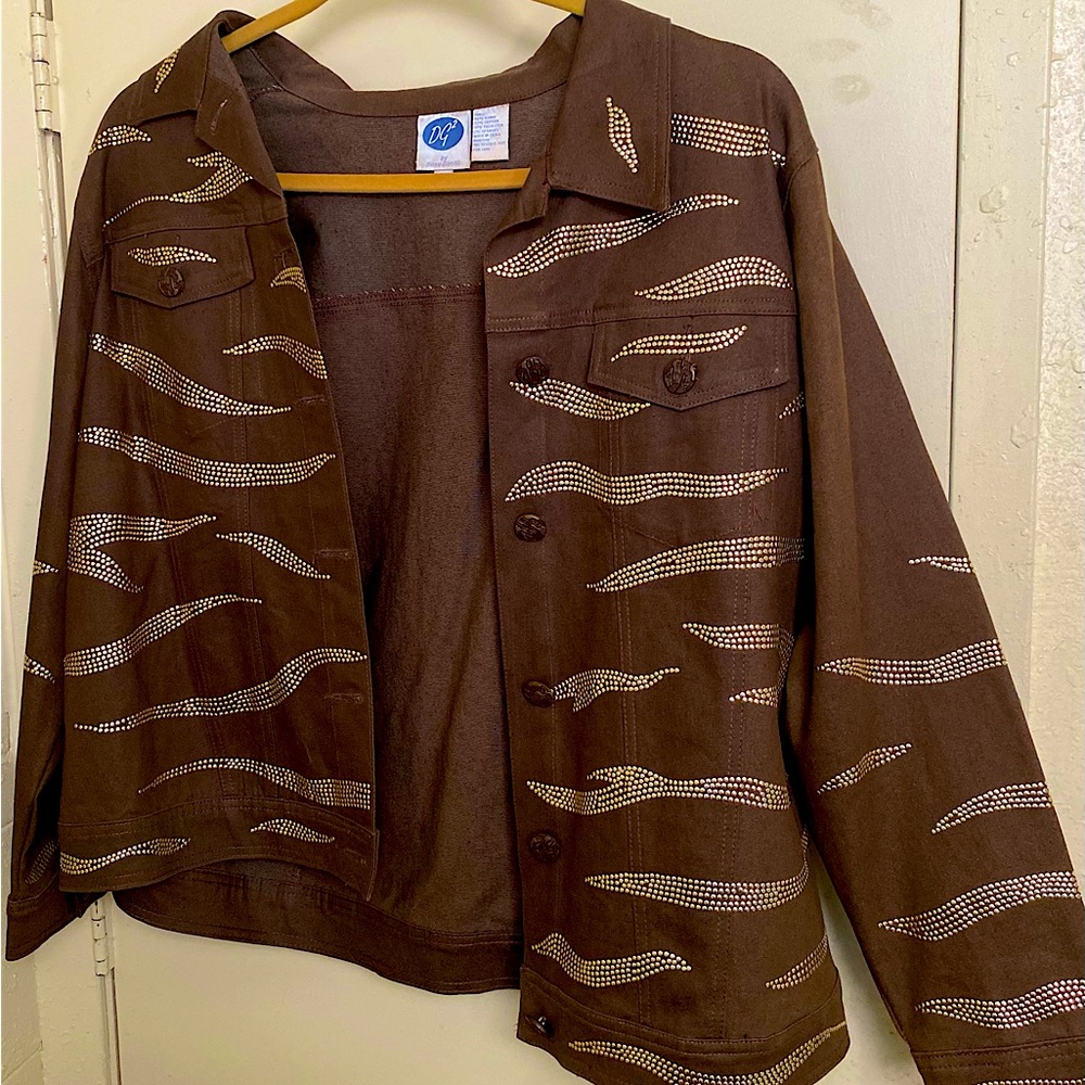 Brown Denim Studded Jacket